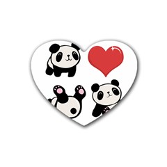 Panda Rubber Coaster (heart)  by Valentinaart