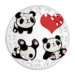 Panda Ornament (round Filigree) by Valentinaart