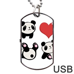 Panda Dog Tag Usb Flash (one Side) by Valentinaart