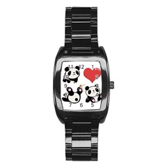 Panda Stainless Steel Barrel Watch by Valentinaart