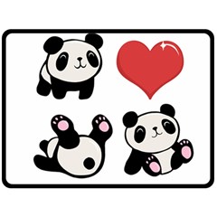 Panda Double Sided Fleece Blanket (large)  by Valentinaart