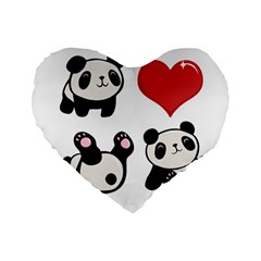 Panda Standard 16  Premium Flano Heart Shape Cushions by Valentinaart