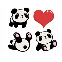 Panda Double Sided Flano Blanket (medium)  by Valentinaart