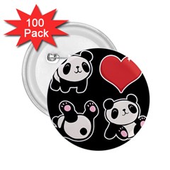 Panda 2 25  Buttons (100 Pack)  by Valentinaart