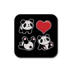 Panda Rubber Square Coaster (4 pack) 