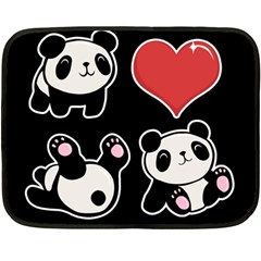 Panda Double Sided Fleece Blanket (mini)  by Valentinaart