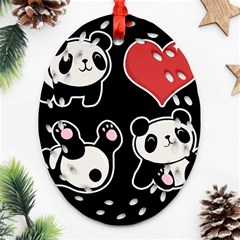 Panda Oval Filigree Ornament (Two Sides)