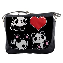 Panda Messenger Bags by Valentinaart