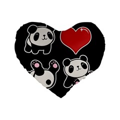 Panda Standard 16  Premium Flano Heart Shape Cushions