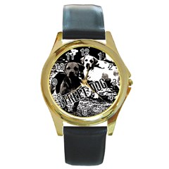 Street dogs Round Gold Metal Watch