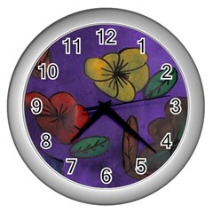 Flowers Wall Clocks (silver)  by snowwhitegirl