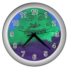 Smiling Mountain Wall Clocks (silver)  by snowwhitegirl