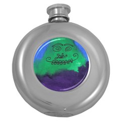 Smiling Mountain Round Hip Flask (5 Oz)