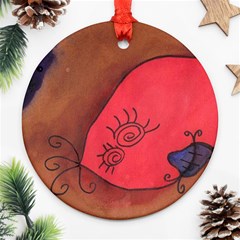 Red Worm Round Ornament (two Sides) by snowwhitegirl