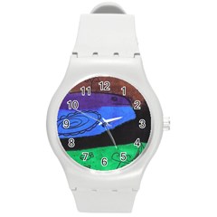 Purple Whale Round Plastic Sport Watch (m) by snowwhitegirl