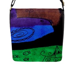 Purple Whale Flap Messenger Bag (l)  by snowwhitegirl