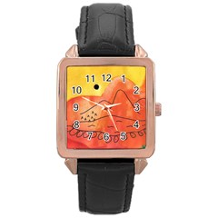 Mountains Rose Gold Leather Watch 