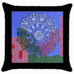 Pink Houses Throw Pillow Case (black)