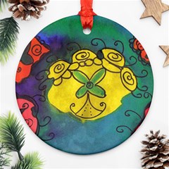 Cross Flowers Ornament (round) by snowwhitegirl