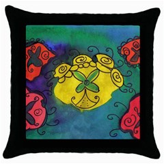 Cross Flowers Throw Pillow Case (black) by snowwhitegirl