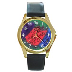 Houses Round Gold Metal Watch