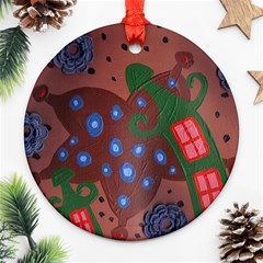 Slanted Green Houses Ornament (round) by snowwhitegirl