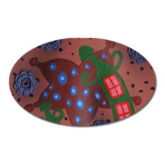 Slanted Green Houses Oval Magnet by snowwhitegirl