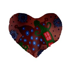 Slanted Green Houses Standard 16  Premium Flano Heart Shape Cushions