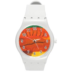 Guy With Weird Haircut Round Plastic Sport Watch (m) by snowwhitegirl