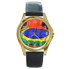 Face Round Gold Metal Watch