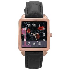 Lips Rose Gold Leather Watch 