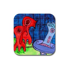 Hair Dryer Jelly Fish Rubber Coaster (square)  by snowwhitegirl