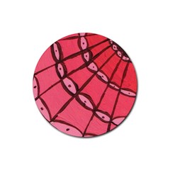 Red Fan Rubber Coaster (round)  by snowwhitegirl