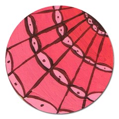 Red Fan Magnet 5  (round)