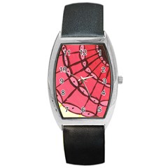 Red Fan Barrel Style Metal Watch