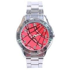 Red Fan Stainless Steel Analogue Watch