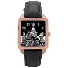 Moscow Rose Gold Leather Watch  by Valentinaart