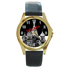 Moscow Round Gold Metal Watch by Valentinaart