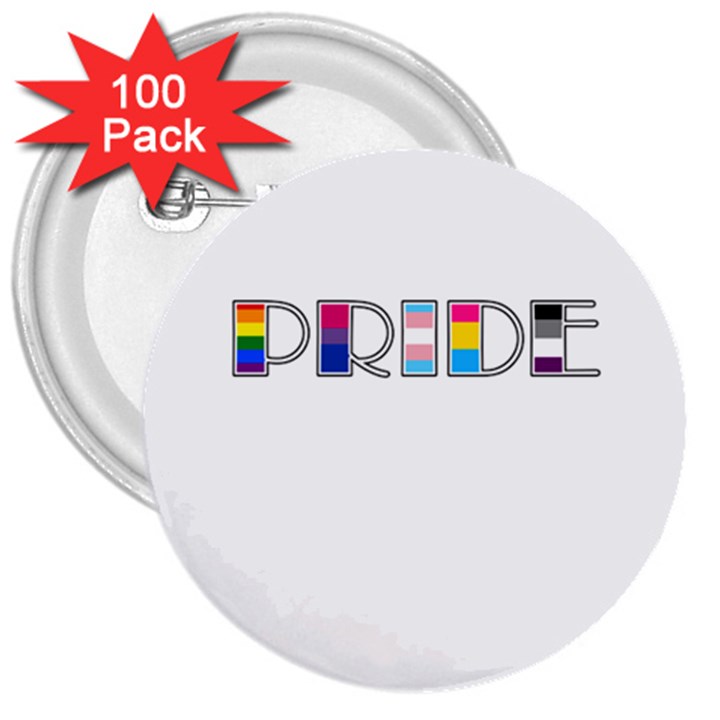 Pride 3  Buttons (100 pack) 