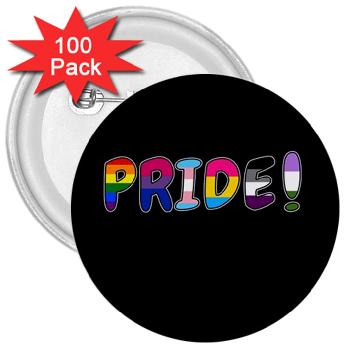 Pride 3  Buttons (100 pack) 