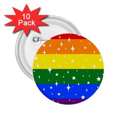 Sparkly Rainbow Flag 2 25  Buttons (10 Pack)  by Valentinaart