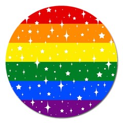 Sparkly Rainbow Flag Magnet 5  (round)