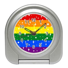 Sparkly Rainbow Flag Travel Alarm Clocks by Valentinaart