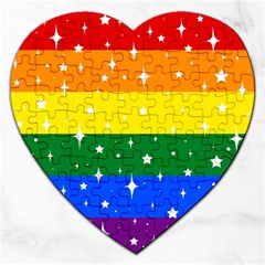 Sparkly Rainbow Flag Jigsaw Puzzle (heart) by Valentinaart