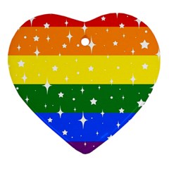 Sparkly Rainbow Flag Heart Ornament (two Sides) by Valentinaart