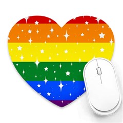 Sparkly Rainbow Flag Heart Mousepads by Valentinaart