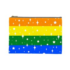 Sparkly Rainbow Flag Cosmetic Bag (large)  by Valentinaart