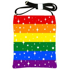 Sparkly Rainbow Flag Shoulder Sling Bags by Valentinaart