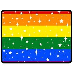 Sparkly Rainbow Flag Fleece Blanket (large)  by Valentinaart