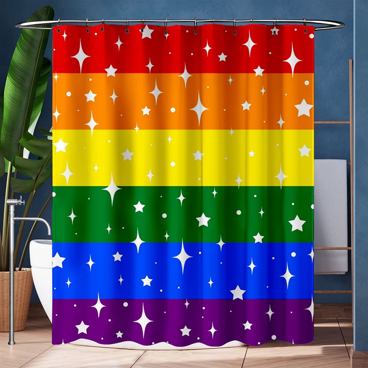 Sparkly Rainbow Flag Shower Curtain 60  x 72  (Medium) 